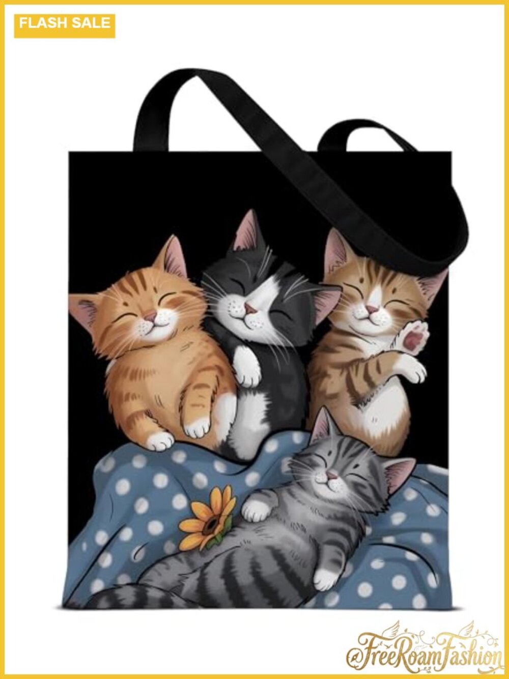 Terylene Canvas Tote Bag Reusable Shoulder Bag Cat Lover Gift